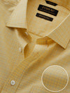 Barboni Yellow Check Half Sleeve Classic Fit Classic Formal Egyptian Giza Silk Touch Cotton Shirt