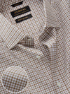 Barboni Beige Check Half Sleeve Classic Fit Classic Formal Egyptian Giza Silk Touch Cotton Shirt