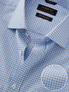 Barboni Blue Check Half Sleeve Classic Fit Classic Formal Egyptian Giza Silk Touch Cotton Shirt