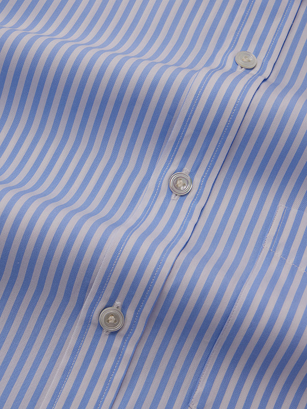 Barboni Sky Striped Full Sleeve Double Cuff Classic Fit Classic Formal Silk Touch Egyptian Giza Cotton Shirt