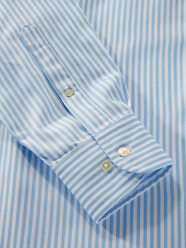 Barboni Sky Striped Full Sleeve Single Cuff Classic Fit Classic Formal Silk Touch Egyptian Giza Cotton Shirt