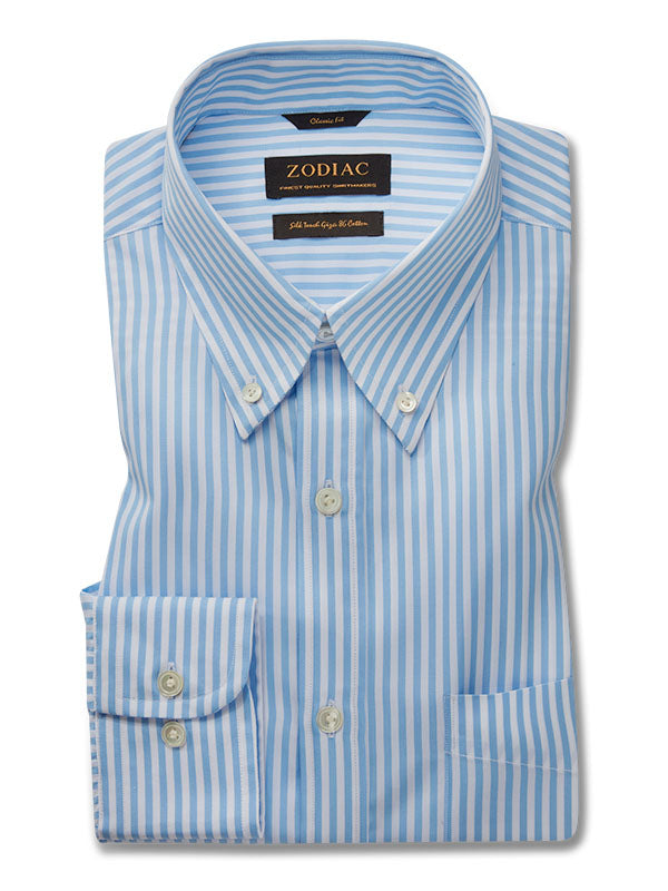 Barboni Sky Striped Full Sleeve Single Cuff Classic Fit Classic Formal Silk Touch Egyptian Giza Cotton Shirt