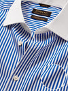 Barboni Blue Striped Full Sleeve Single Cuff Classic Fit Classic Formal Silk Touch Egyptian Giza Cotton Shirt