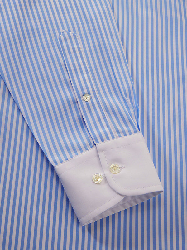 Barboni Sky Striped Full Sleeve Single Cuff Classic Fit Classic Formal Silk Touch Egyptian Giza Cotton Shirt