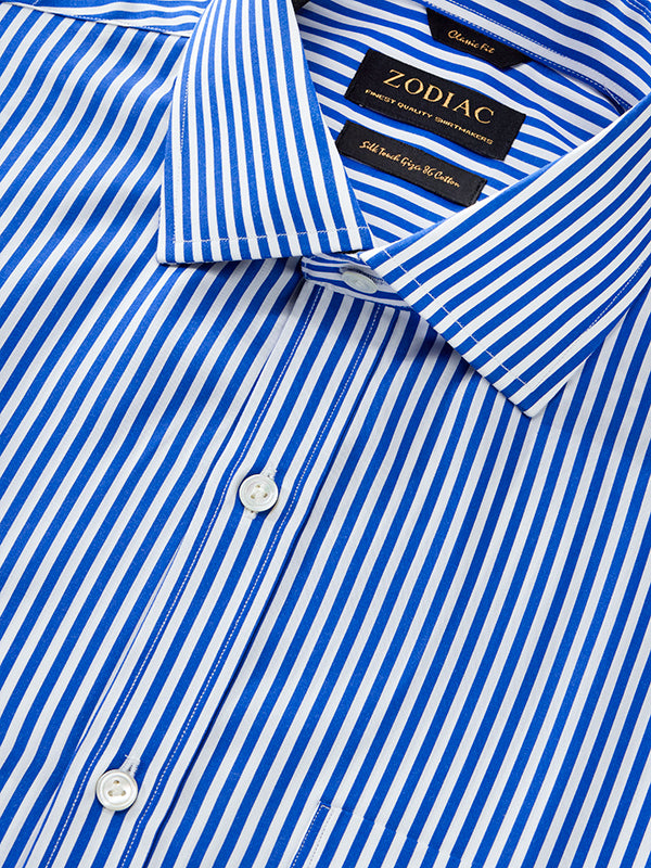 Barboni Blue Striped Half Sleeve Classic Fit Classic Formal Silk Touch Egyptian Giza Cotton Shirt