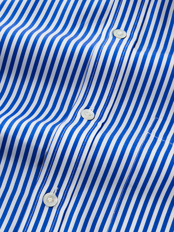 Barboni Blue Striped Half Sleeve Classic Fit Classic Formal Silk Touch Egyptian Giza Cotton Shirt