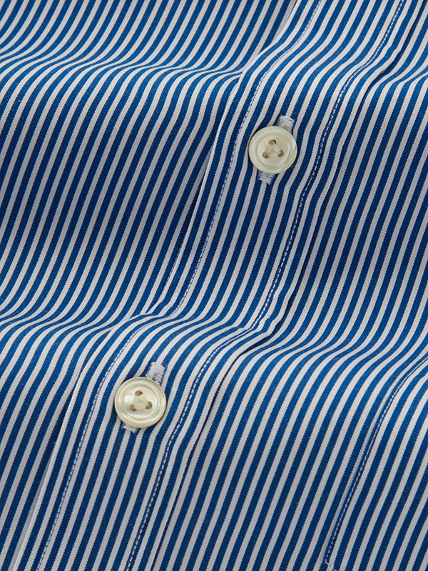 Barboni Blue Striped Full Sleeve Single Cuff Classic Fit Classic Formal Silk Touch Egyptian Giza Cotton Shirt