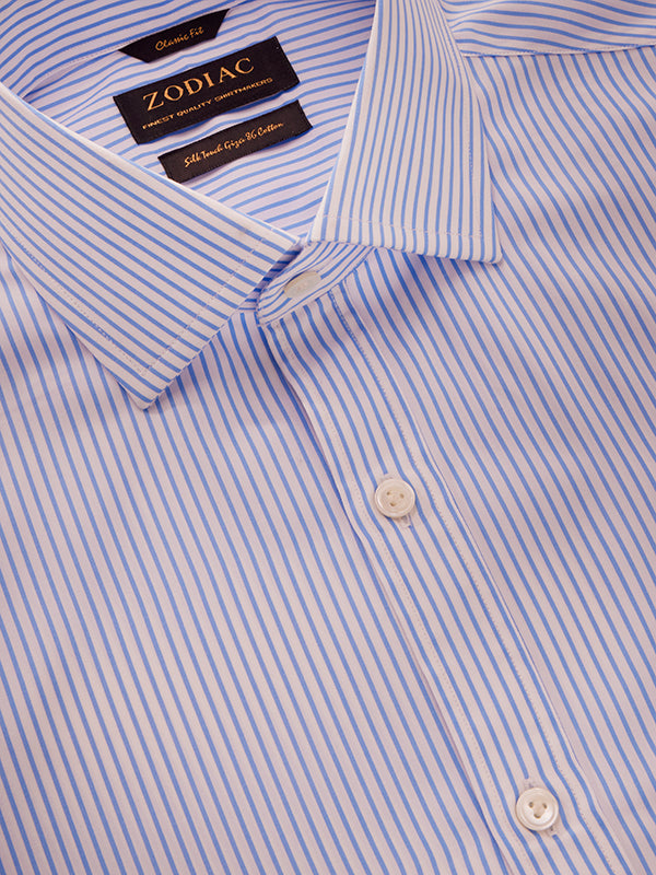 Barboni Sky Striped Full Sleeve Single Cuff Classic Fit Classic Formal Silk Touch Egyptian Giza Cotton Shirt