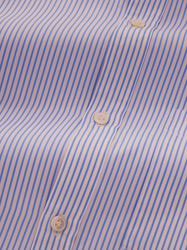 Barboni Sky Striped Full Sleeve Single Cuff Classic Fit Classic Formal Silk Touch Egyptian Giza Cotton Shirt