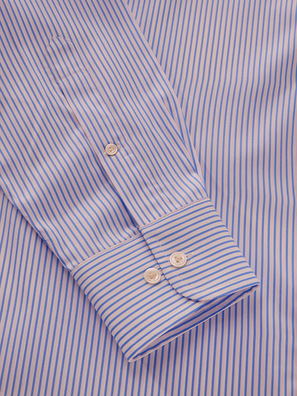 Barboni Sky Striped Full Sleeve Single Cuff Classic Fit Classic Formal Silk Touch Egyptian Giza Cotton Shirt