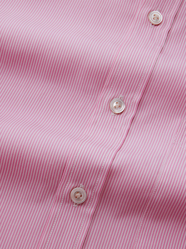 Barboni Pink Striped Full Sleeve Single Cuff Classic Fit Classic Formal Silk Touch Egyptian Giza Cotton Shirt