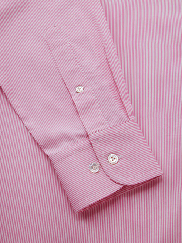 Barboni Pink Striped Full Sleeve Single Cuff Classic Fit Classic Formal Silk Touch Egyptian Giza Cotton Shirt