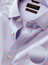 Barboni Lilac Striped Full Sleeve Single Cuff Classic Fit Classic Formal Silk Touch Egyptian Giza Cotton Shirt