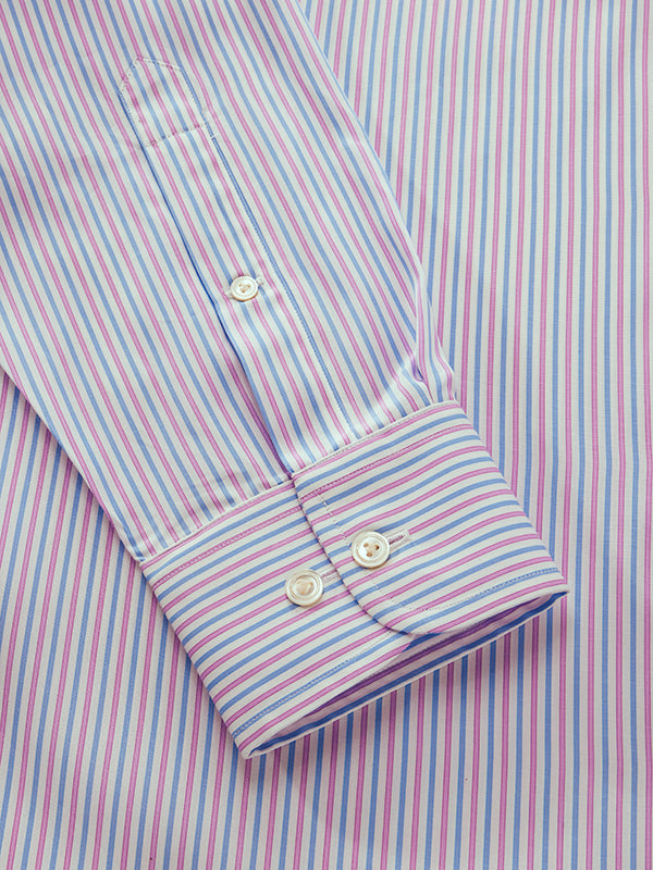 Barboni Lilac Striped Full Sleeve Single Cuff Classic Fit Classic Formal Silk Touch Egyptian Giza Cotton Shirt