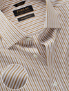 Barboni Beige Striped Half Sleeve Classic Fit Classic Formal Egyptian Giza Silk Touch Cotton Shirt