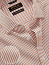Barboni Orange Striped Half Sleeve Classic Fit Classic Formal Egyptian Giza Silk Touch Cotton Shirt