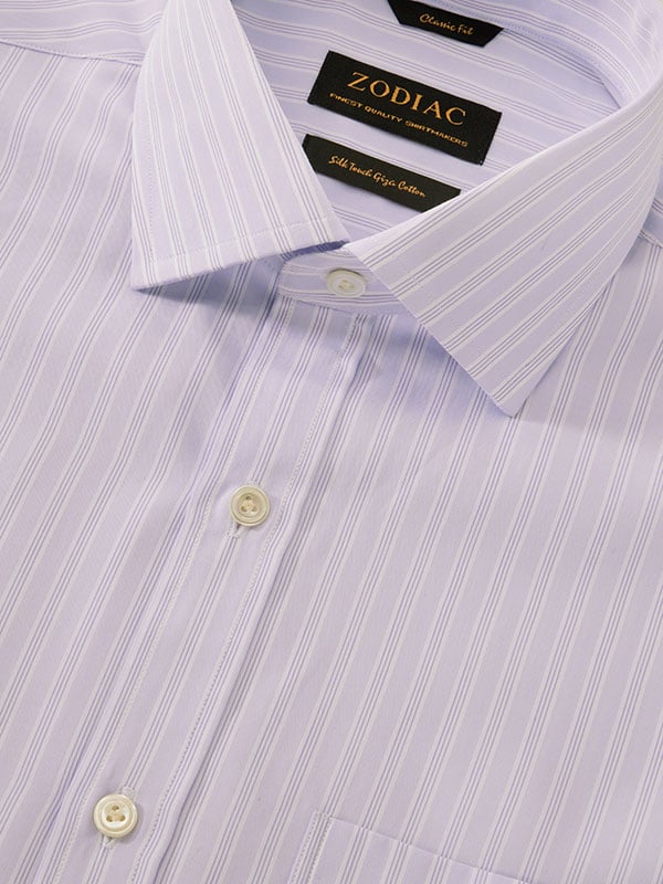 Barboni Lilac Striped Full Sleeve Single Cuff Classic Fit Classic Formal Silk Touch Egyptian Giza Cotton Shirt