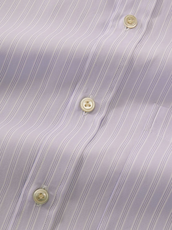Barboni Lilac Striped Full Sleeve Single Cuff Classic Fit Classic Formal Silk Touch Egyptian Giza Cotton Shirt
