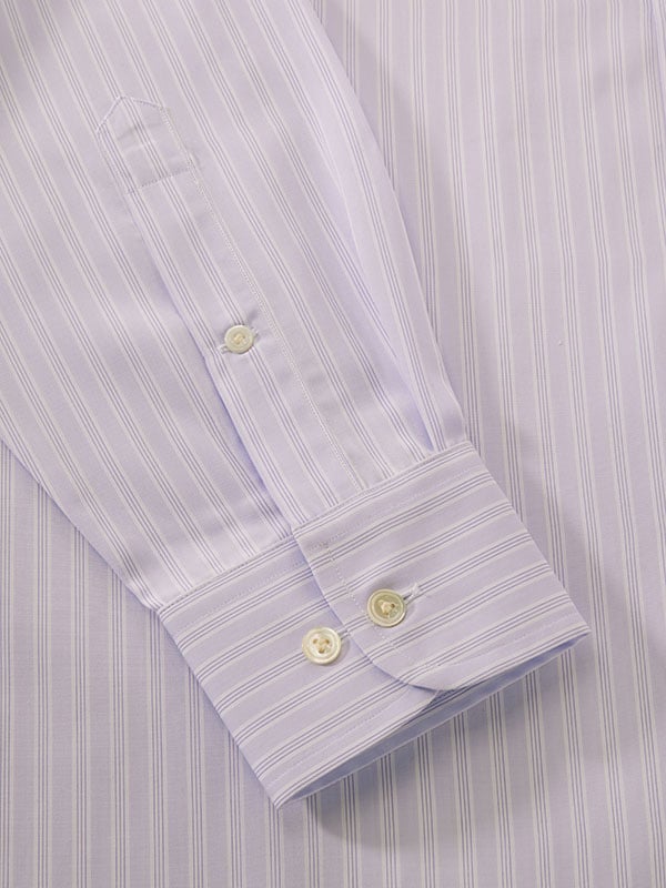 Barboni Lilac Striped Full Sleeve Single Cuff Classic Fit Classic Formal Silk Touch Egyptian Giza Cotton Shirt
