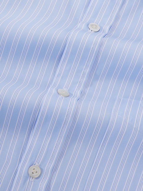 Barboni Sky Striped Full Sleeve Single Cuff Classic Fit Classic Formal Silk Touch Egyptian Giza Cotton Shirt