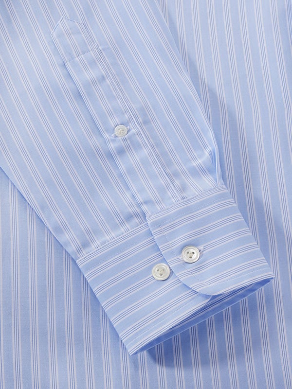 Barboni Sky Striped Full Sleeve Single Cuff Classic Fit Classic Formal Silk Touch Egyptian Giza Cotton Shirt
