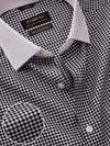 Barboni Black & White Check Full Sleeve Double Cuff Tailored Fit Classic Formal Silk Touch Egyptian Giza Cotton Shirt