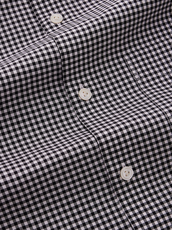 Barboni Black & White Check Full Sleeve Double Cuff Tailored Fit Classic Formal Silk Touch Egyptian Giza Cotton Without Pocket Shirt