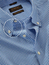 Barboni Blue Check Full Sleeve Single Cuff Tailored Fit Classic Formal Silk Touch Egyptian Giza Cotton Shirt