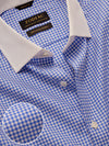 Barboni Blue Check Full Sleeve Single Cuff Tailored Fit Classic Formal Silk Touch Egyptian Giza Cotton Shirt