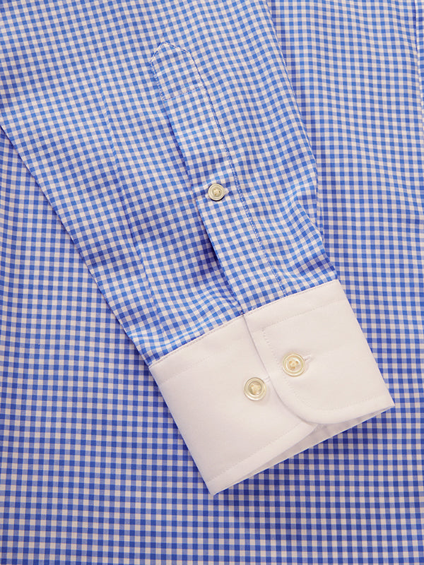Barboni Blue Check Full Sleeve Single Cuff Tailored Fit Classic Formal Silk Touch Egyptian Giza Cotton Shirt