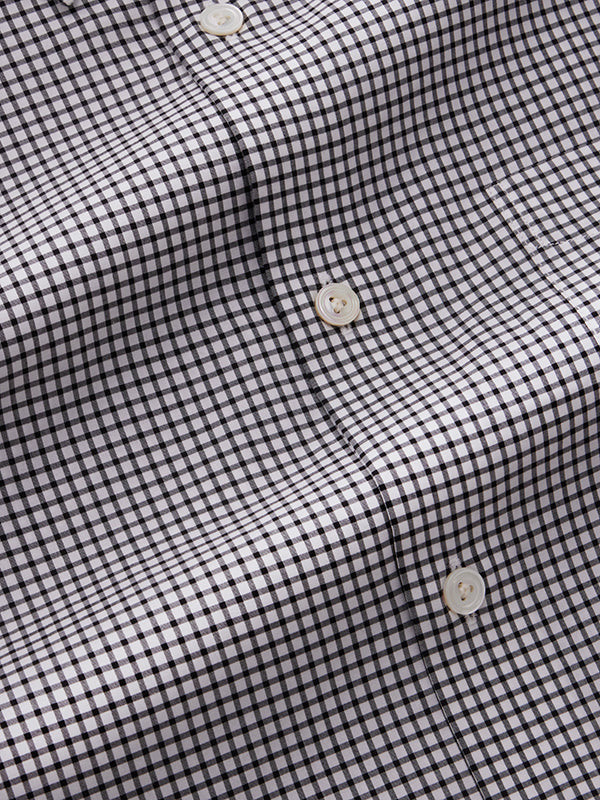 Barboni Black & White Check Full Sleeve Single Cuff Tailored Fit Classic Formal Silk Touch Egyptian Giza Cotton  Without Pocket Shirt
