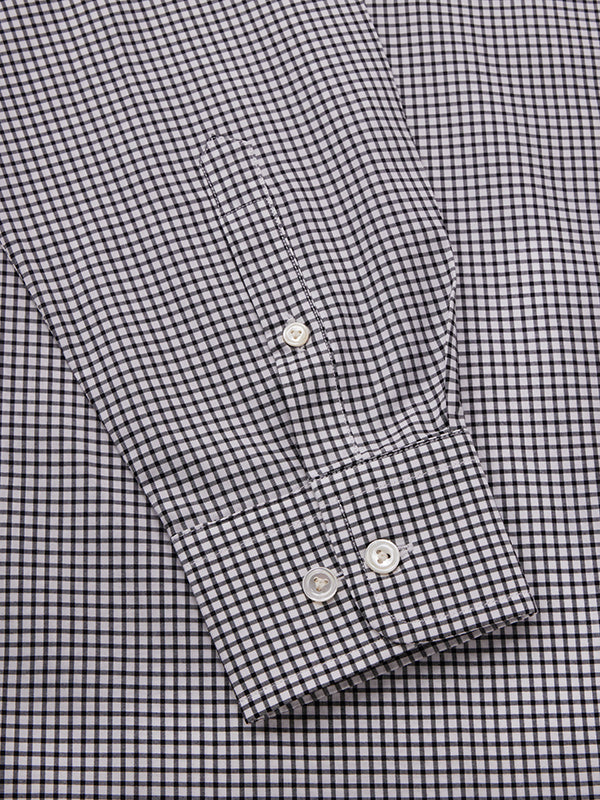 Barboni Black & White Check Full Sleeve Single Cuff Tailored Fit Classic Formal Silk Touch Egyptian Giza Cotton  Without Pocket Shirt