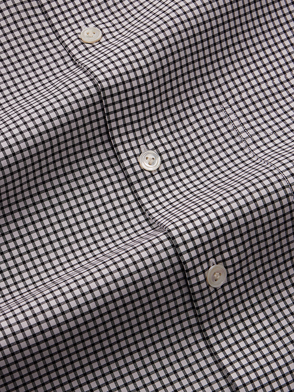 Barboni Black & White Check Full Sleeve Single Cuff Tailored Fit Classic Formal Silk Touch Egyptian Giza Cotton Shirt