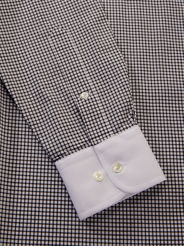 Barboni Black & White Check Full Sleeve Single Cuff Tailored Fit Classic Formal Silk Touch Egyptian Giza Cotton Shirt