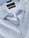 Barboni Sky Check Full Sleeve Single Cuff Tailored Fit Classic Formal Silk Touch Egyptian Giza Cotton Shirt