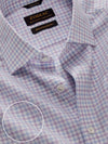 Barboni Lilac Check Half Sleeve Tailored Fit Semi Formal Silk Touch Egyptian Giza Cotton Shirt