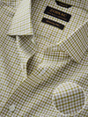 Barboni Olive Check Half Sleeve Tailored Fit Classic Formal Egyptian Giza Silk Touch Cotton Shirt