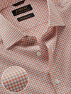 Barboni Orange Check Half Sleeve Tailored Fit Classic Formal Egyptian Giza Silk Touch Cotton Shirt