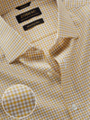 Barboni Yellow Check Half Sleeve Tailored Fit Classic Formal Egyptian Giza Silk Touch Cotton Shirt