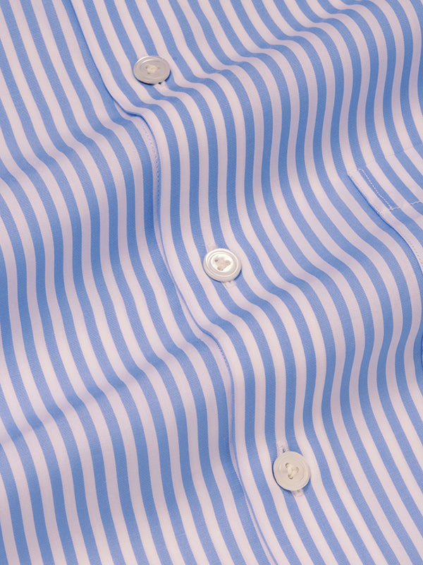 Barboni Sky Striped Full Sleeve Double Cuff Tailored Fit Classic Formal Silk Touch Egyptian Giza Without Pocket Shirt