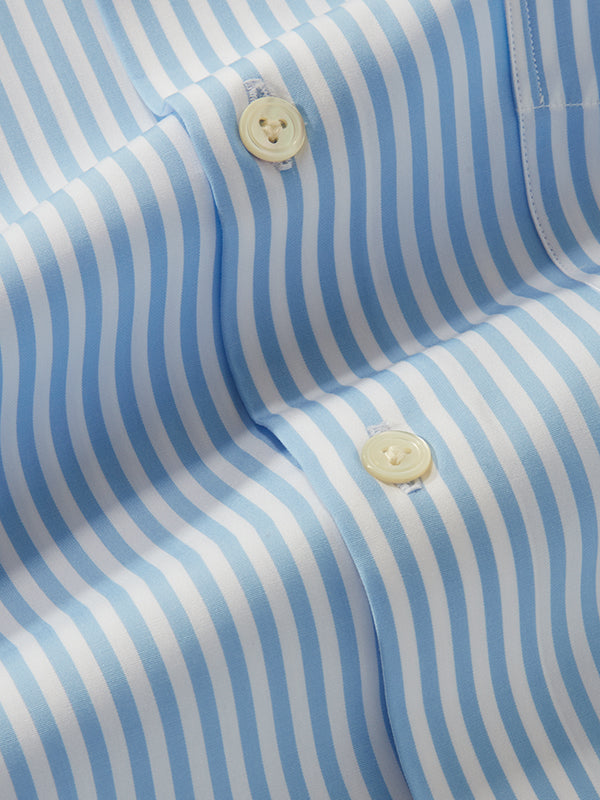 Barboni Sky Striped Full Sleeve Single Cuff Tailored Fit Classic Formal Silk Touch Egyptian Giza Cotton Shirt