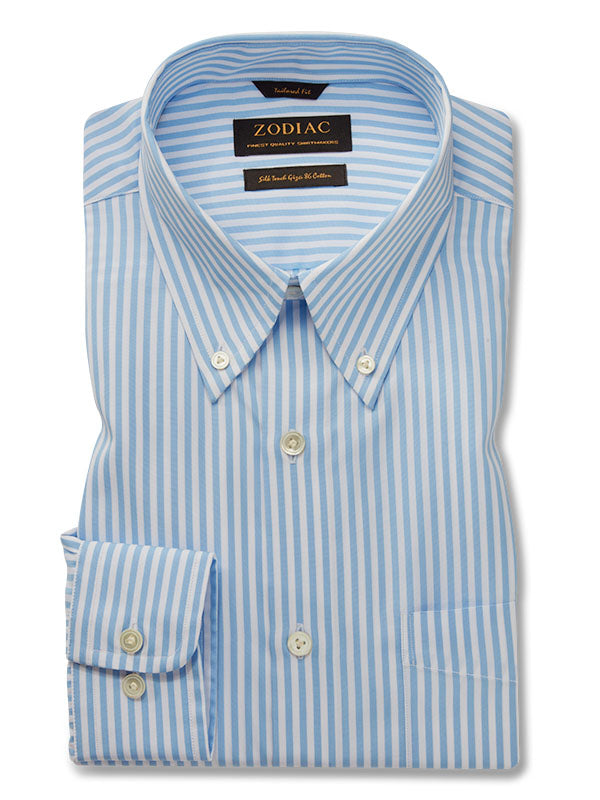 Barboni Sky Striped Full Sleeve Single Cuff Tailored Fit Classic Formal Silk Touch Egyptian Giza Cotton Shirt