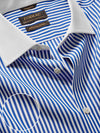 Barboni Blue Striped Full Sleeve Single Cuff Tailored Fit Classic Formal Silk Touch Egyptian Giza Cotton Shirt