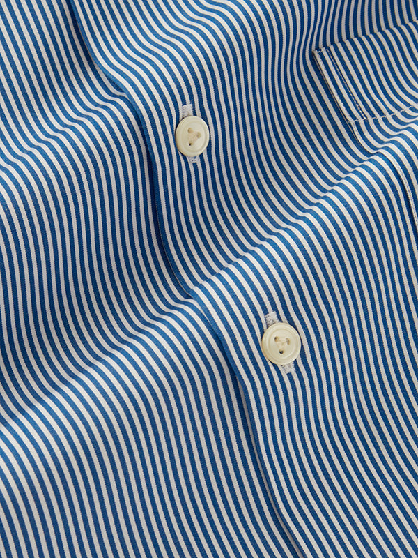 Barboni Blue Striped Full Sleeve Single Cuff Tailored Fit Classic Formal Silk Touch Egyptian Giza Cotton Shirt