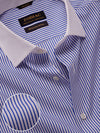 Barboni Blue Striped Full Sleeve Double Cuff Tailored Fit Classic Formal Silk Touch Egyptian Giza Cotton Shirt