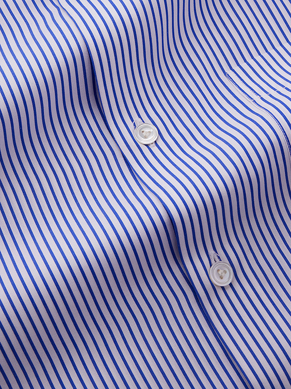 Barboni Blue Striped Full Sleeve Single Cuff Tailored Fit Classic Formal Silk Touch Egyptian Giza Cotton Shirt