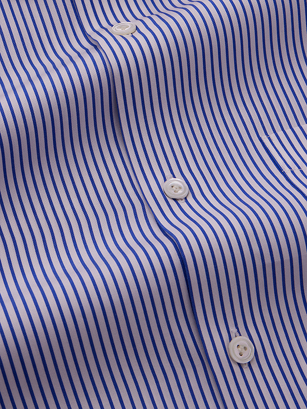 Barboni Blue Striped Full Sleeve Single Cuff Tailored Fit Classic Formal Silk Touch Egyptian Giza Cotton Shirt