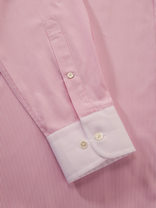 Barboni Pink Striped Full Sleeve Single Cuff Tailored Fit Classic Formal Silk Touch Egyptian Giza Cotton Shirt