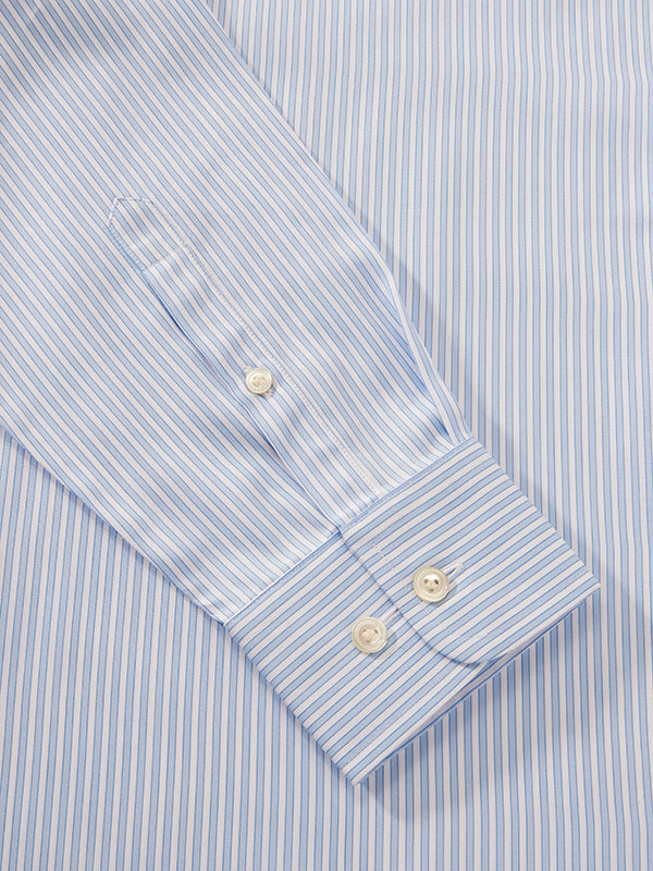Barboni Sky Striped Full Sleeve Single Cuff Tailored Fit Classic Formal Silk Touch Egyptian Giza Cotton Shirt