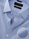 Barboni Blue Striped Full Sleeve Single Cuff Tailored Fit Classic Formal Egyptian Giza Silk Touch Cotton Shirt
